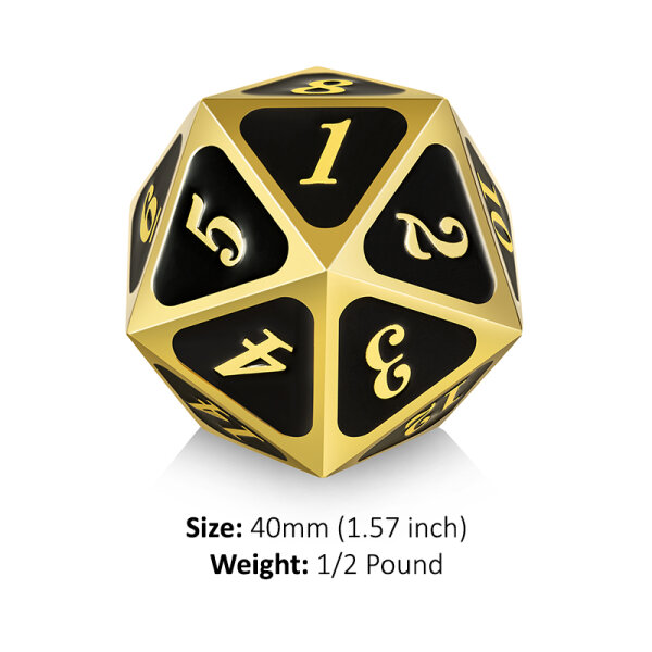 Metal D20 Spindown Counter Black & Gold