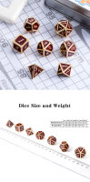 Metal & Enamel Dice Set (7) Maroon & Gold