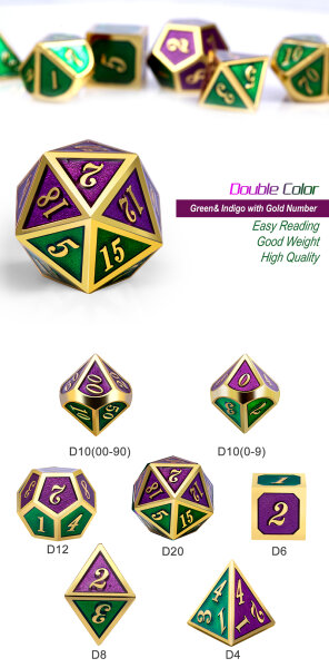Metal & Enamel Dice Set (7) Iris