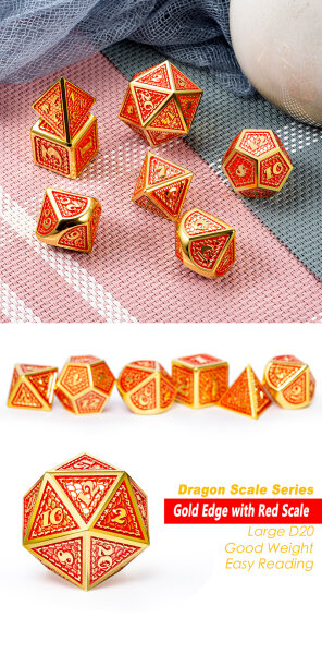 Metal & Enamel Dice Set (7) Phoenix