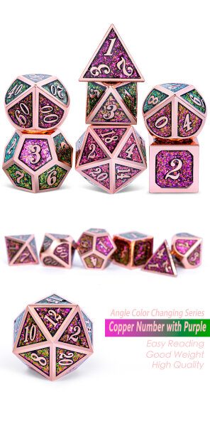 Metal & Enamel Dice Set (7) Lizard
