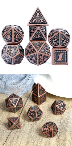 Metal & Enamel Dice Set (7) New World