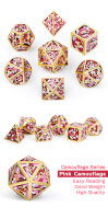 Metal & Enamel Dice Set (7) Pink Camouflage