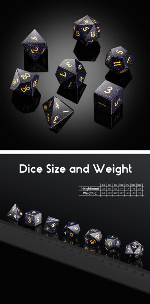 Gemstone Dice Set (7) Blue Sandstone Synthetic