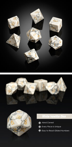 Gemstone Dice Set (7) Howlite Synthetic