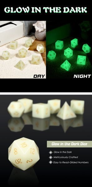 Gemstone Dice Set (7) Green Glowstone Synthetic