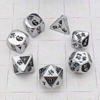 Dice Set Slashing Damage Metal Chrome/Black (7)
