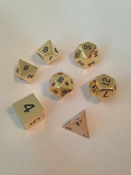 Metallic Dice Gold Color Solid Metal Polyhedral  (7)
