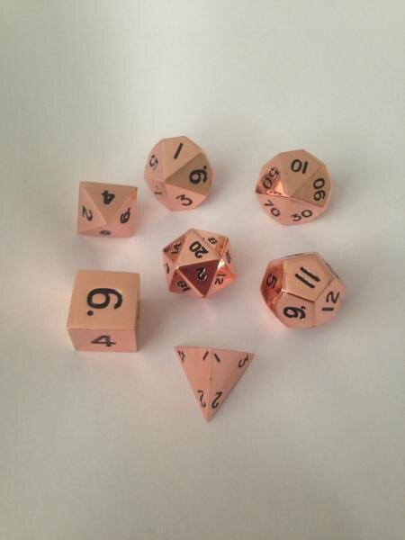 Metallic Dice Copper Color Solid Metal Polyhedral  (7)