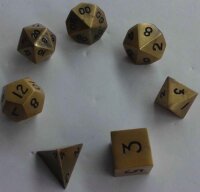 Metallic Dice Antique Gold Color Solid Metal Polyhedral  (7)