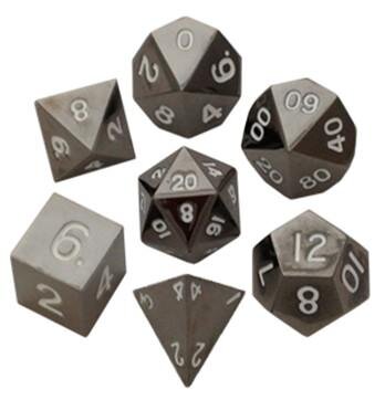Metallic Dice Sterling Gray Metal Polyhedral Dice Set 16mm (7)