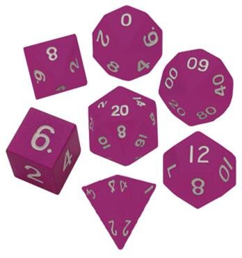 Metallic Dice Pink Painted Metal Polyhedral Dice Set 16mm (7)