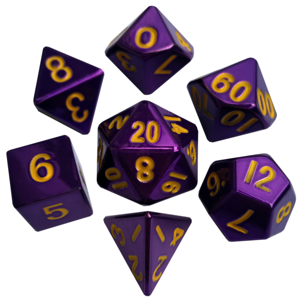 16mm Polyhedral Purple w Gold Numbers (7)