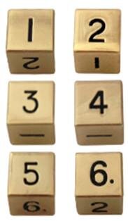 Metallic Dice 6Count 16mm d6 Gold Metal Dice Set