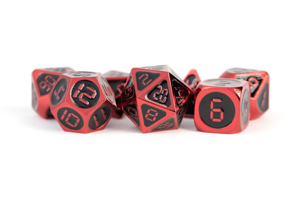 Digital Enamel Metal Dice Set 16mm Red with Black Enamel (7)