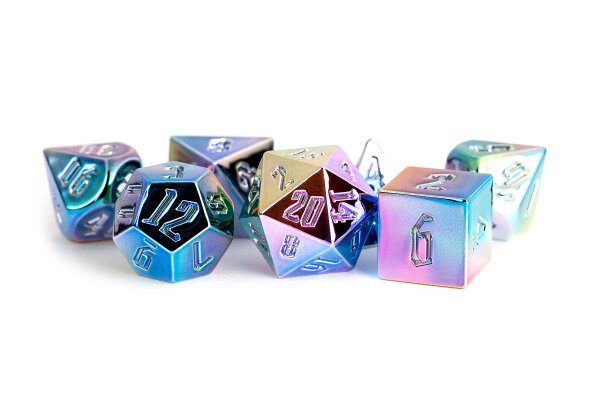 16mm Aluminum Plated Acrylic Poly Dice Set Rainbow Aegis Uninked (7)
