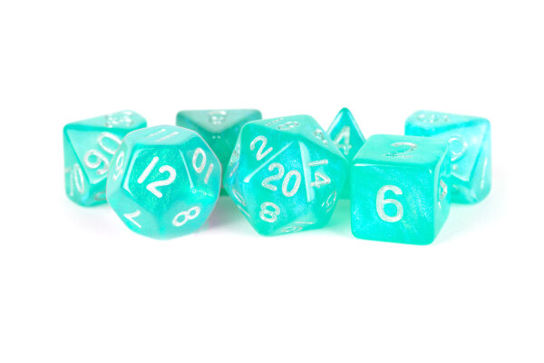 16mm Stardust Acrylic Poly Dice Set Turquoise (7)