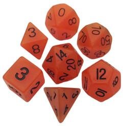 Resin Dice 16mm Orange Glow in the Dark Dice Set (7)