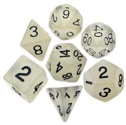 Resin Dice 16mm Clear Glow in the Dark Dice Set (7)