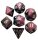 Mini Polyhedral Dice Set Pink Black with White Numbers (7)