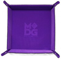 Velvet Folding Dice Tray 10x10 Purple with Leather Backing