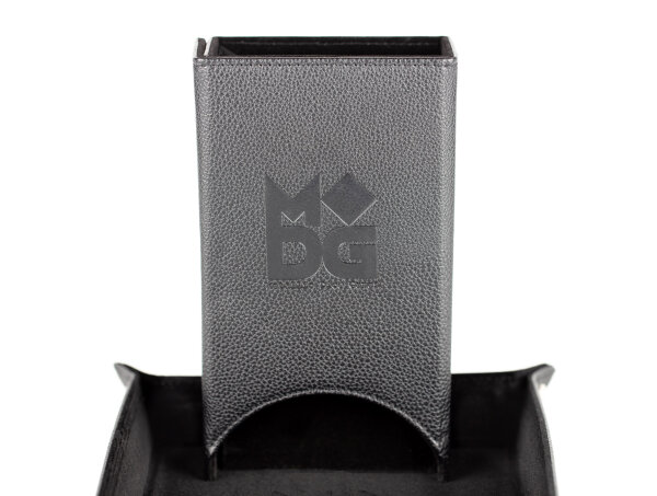 Fold Up Leather Dice Tower Black