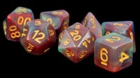 Resin Polyhedral Dice Set Red Pearl Swirl (7)