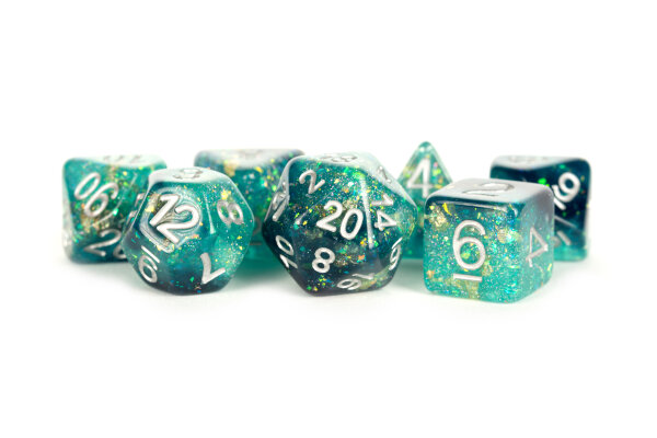 16mm Eternal Resin Poly Dice Set Teal/Black (7)