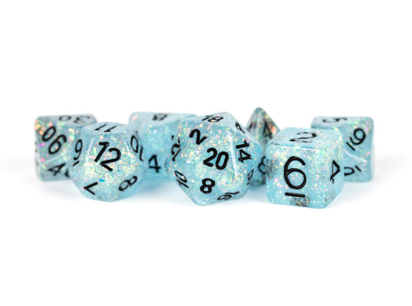 16mm Resin Flash Dice Poly Set Blue (7)