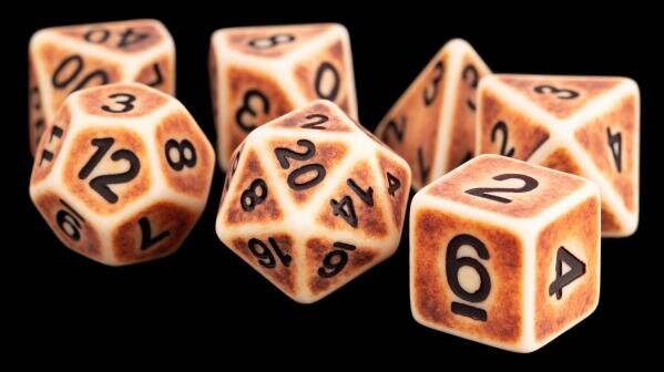 Resin Polyhedral Dice Set Ancient Brown (7)