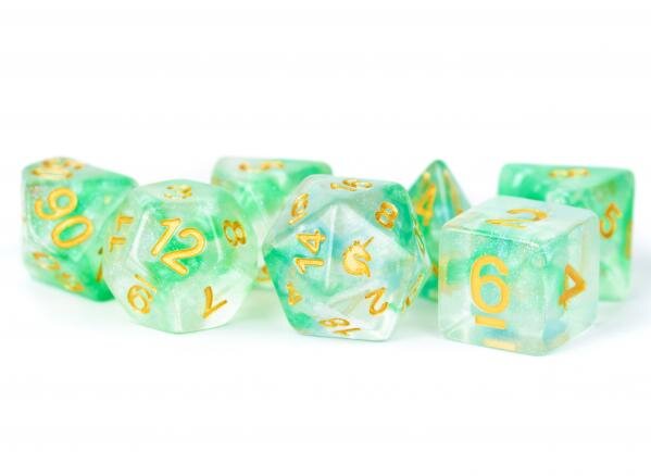 Unicorn Resin Polyhedral Dice Set Icy Everglades (7)