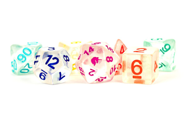 Unicorn Resin Polyhedral Dice Set Rainbow Ice (7)