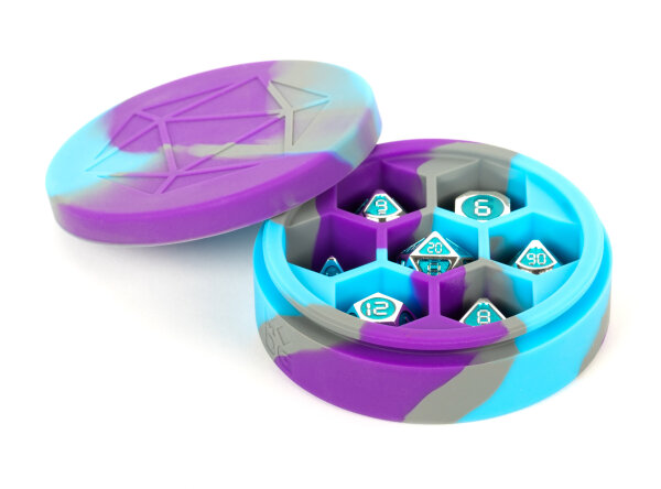 Silicone Round Dice Case Purple/Gray/Light Blue