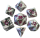 16mm Acrylic Poly Dice Set Marble with Purple Numbers (7)