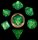 Mini Polyhedral Dice Set Green/Light Green with Gold Numbers (7)