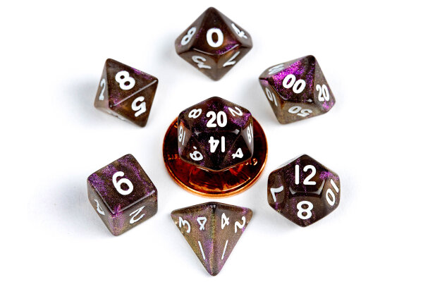 10mm Mini Stardust Acrylic Poly Dice Set Supervolcano (7)