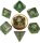 Mini Polyhedral Dice Set Ethereal Green with White Numbers (7)