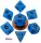 Mini Polyhedral Dice Set Glow Blue with Black Numbers (7)