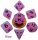 Mini Polyhedral Dice Set Glow Purple with Black Numbers (7)