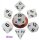 Mini Polyhedral Dice Set Glow Clear with Black Numbers (7)