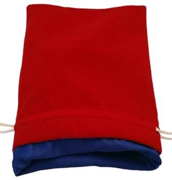 Red Velvet Dice Bag with Blue Satin Lining 6x8