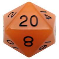 35mm Mega Acrylic D20 Glow Orange with Black Numbers