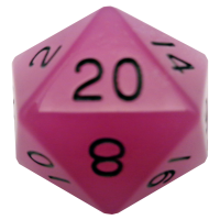 35mm Mega Acrylic D20 Glow Opurple with Black Numbers