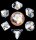 Mini Polyhedral Dice Set Marble with Gold Numbers (7)