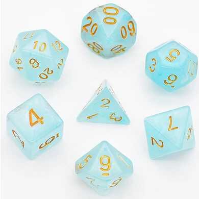 Cyan Silk Translucent Dice RPG Dice Set (7)