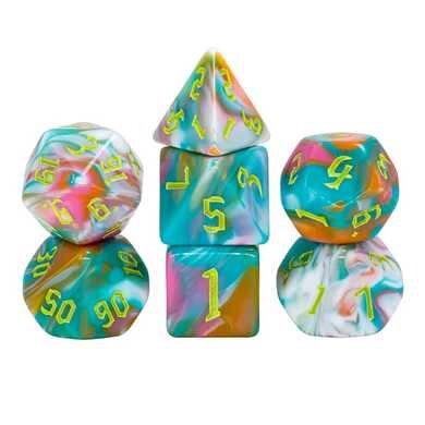 Teal Sunrise RPG Dice Set (7)