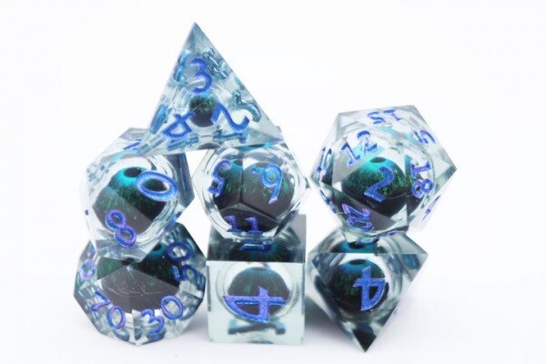 Sharp Edge Moving Eye Blue Cyclops RPG Dice Set (7)