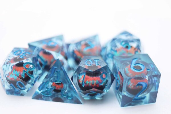 Sharp Edge Moving Eye RPG Dice Set (7) Teal Cyclops