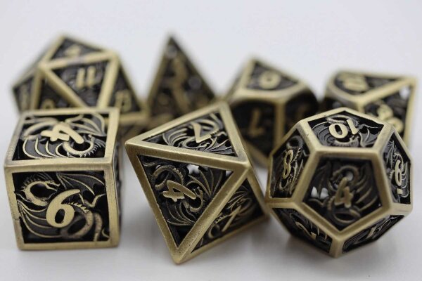 Bronze Dragon Hollow Metal RPG Dice Set (7)