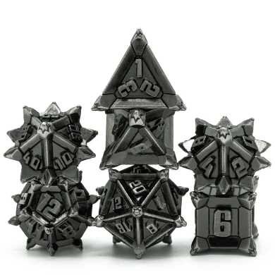 Silver Flail Metal RPG Dice Set (7)